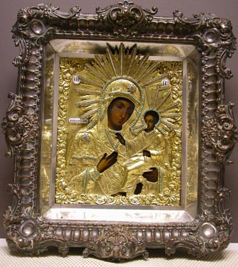 Grashe Seattle and Bellevue Fine Art Restorers. Rare and interesting cases of antique restoration: Mother of God of Kazan Russian Icon 19 Century, Icon and Silver Oklad, Circa 1855
