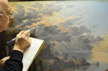 Grashe Seattle and Bellevue Fine Art Restorers. Rare and interesting cases of antique restoration: Roman Scene with Monks - Italian School