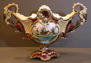 Grashe Seattle and Bellevue Fine Art Restorers. Art for sale: Majolica Vase. Grashe Seattle and Bellevue Fine Art Restorers. Art for sale: Majolica Vase.